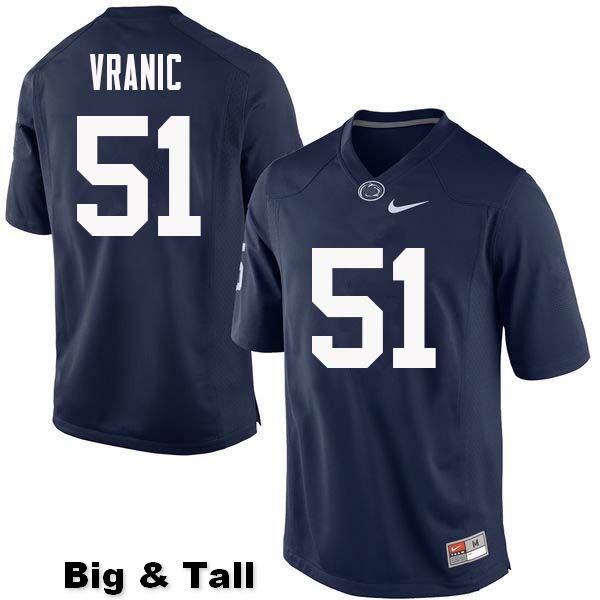 NCAA Nike Men's Penn State Nittany Lions Jason Vranic #51 College Football Authentic Big & Tall Navy Stitched Jersey HFW0098IL